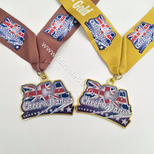 Personalized Cheer Medals custom printed epoxy sport metal medals