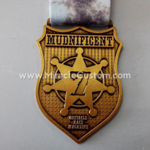 Obstacle race medals with shield shape sports medals