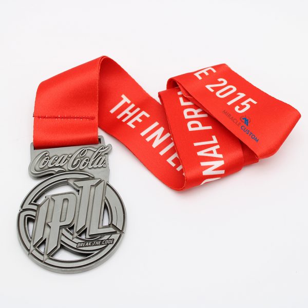 custom runners up sports medals with antique silver finish
