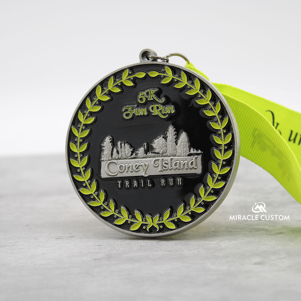 Custom Coney Island Trail run 5K Fun Run Medals