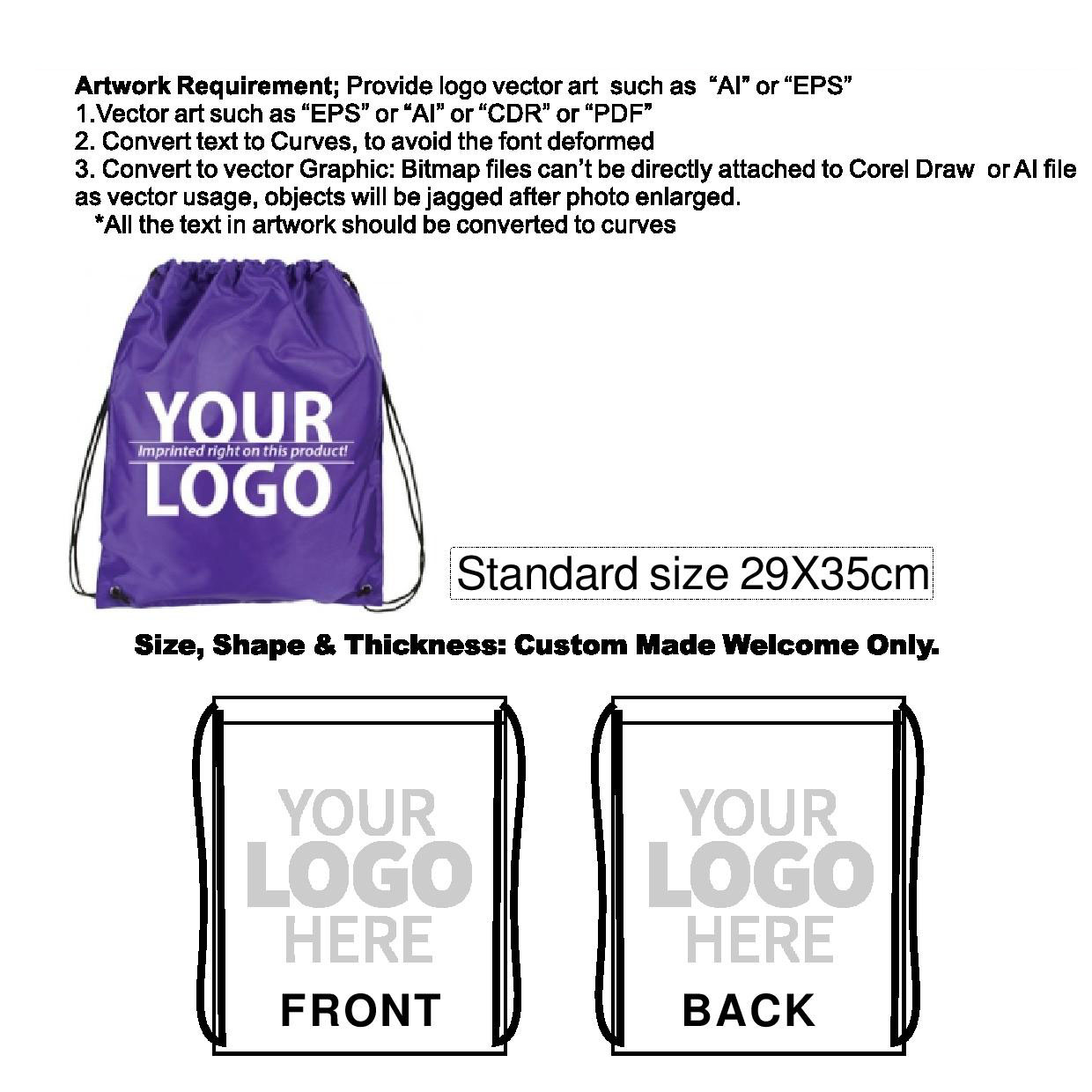 custom drawstring backpack with logo