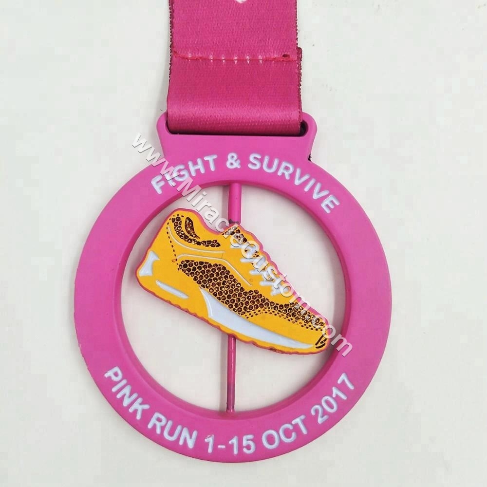 custom pink run race medals