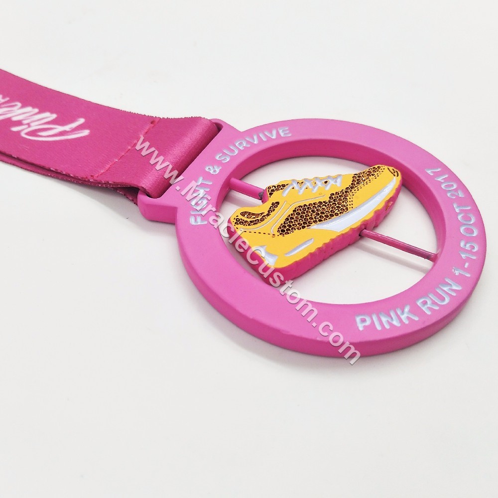 custom pink run race medals