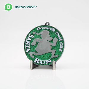 Custom Santa Run Glitter Medals