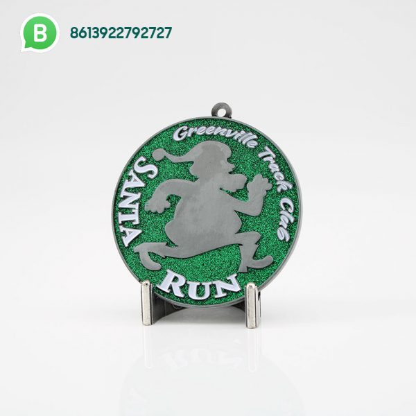 Custom Santa Run Glitter Medals