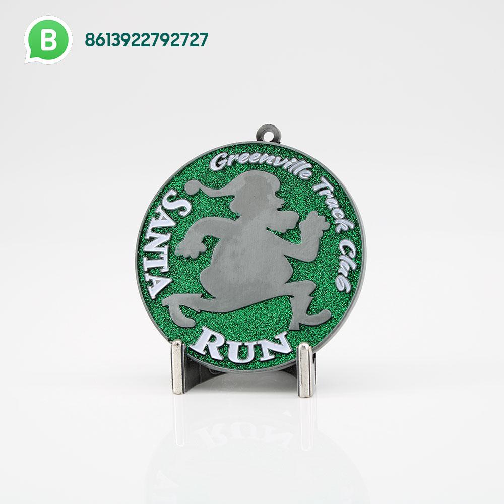 Custom Santa Run Glitter Medals