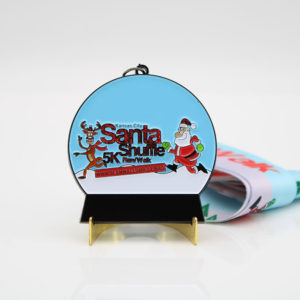 Custom Santa 5K Run Medals Glitter Medallion