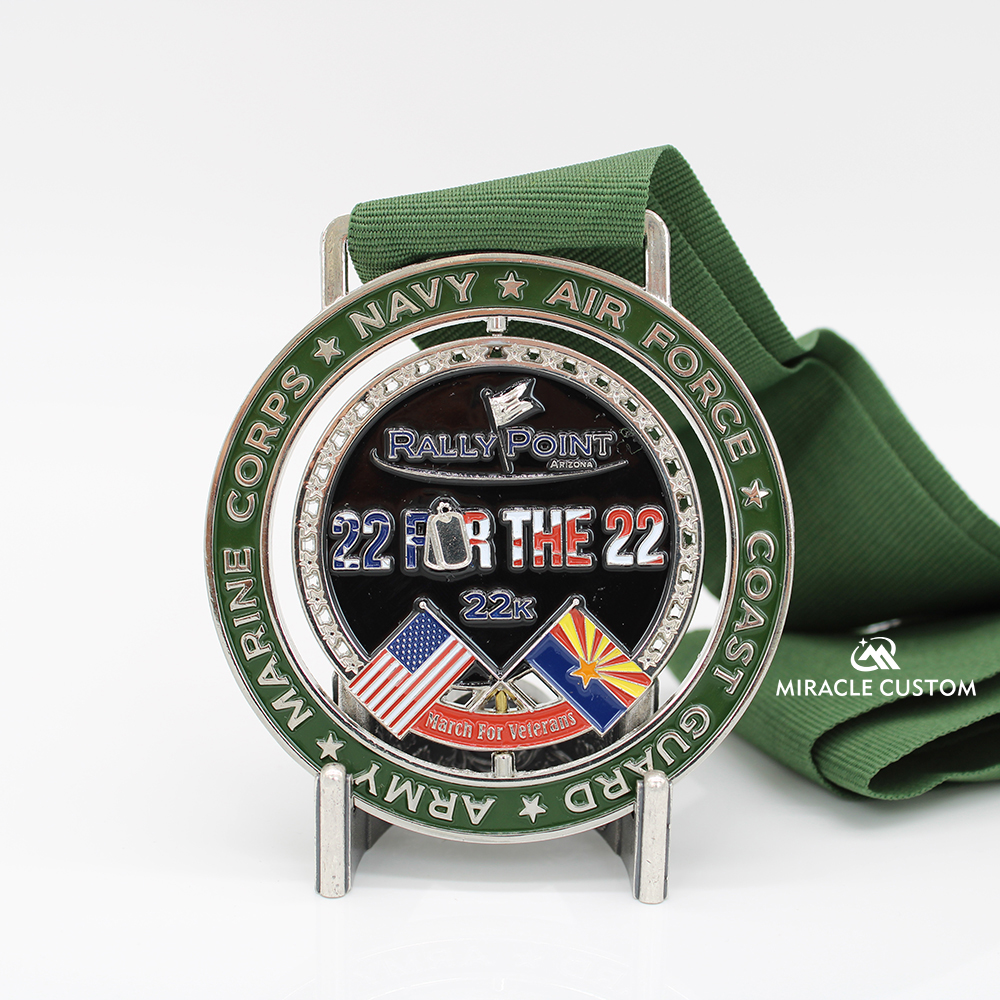 Custom Rally Point Arizona Run Half Marathon Spin Medals