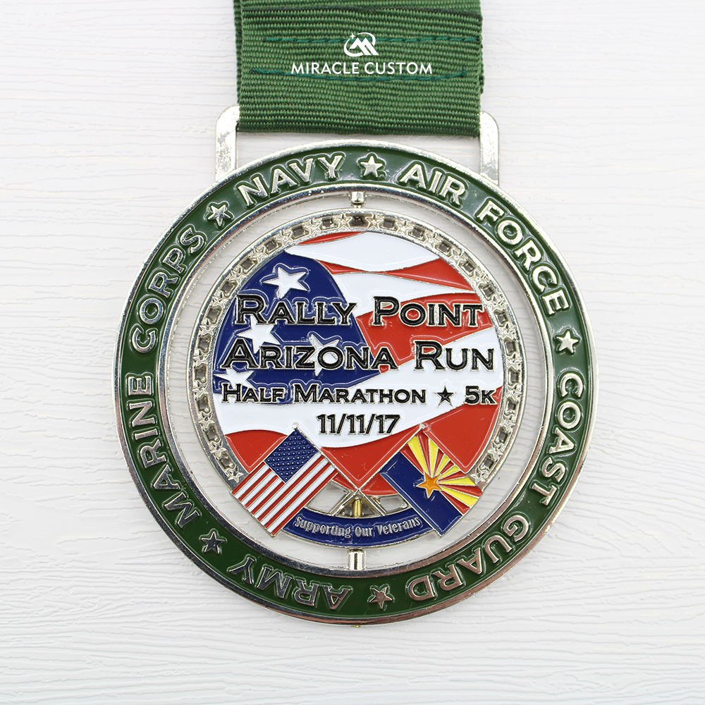 Custom Rally Point Arizona Run Half Marathon Spin Medals