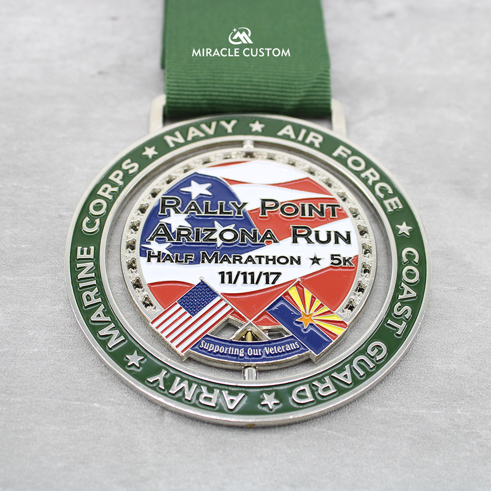 Custom Rally Point Arizona Run Half Marathon Spin Medals