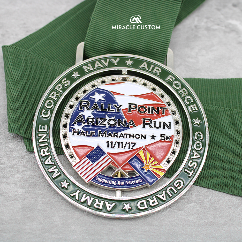 Custom Rally Point Arizona Run Half Marathon Spin Medals