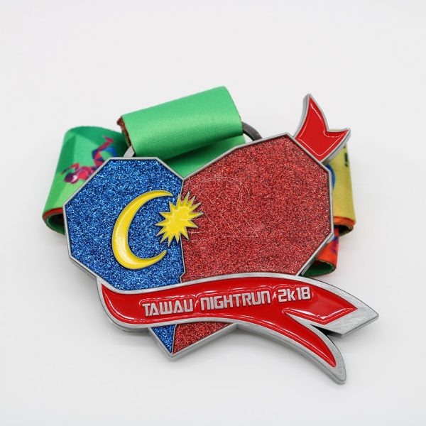 custom night run glitter medals sports medals