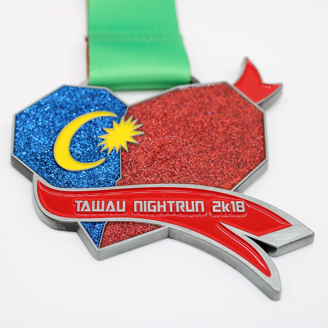 custom night run glitter medals