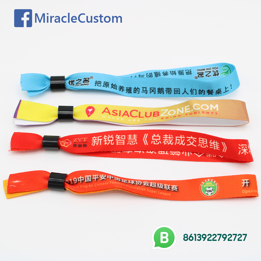 custom plastic tube slide lock custom woven wristband for events