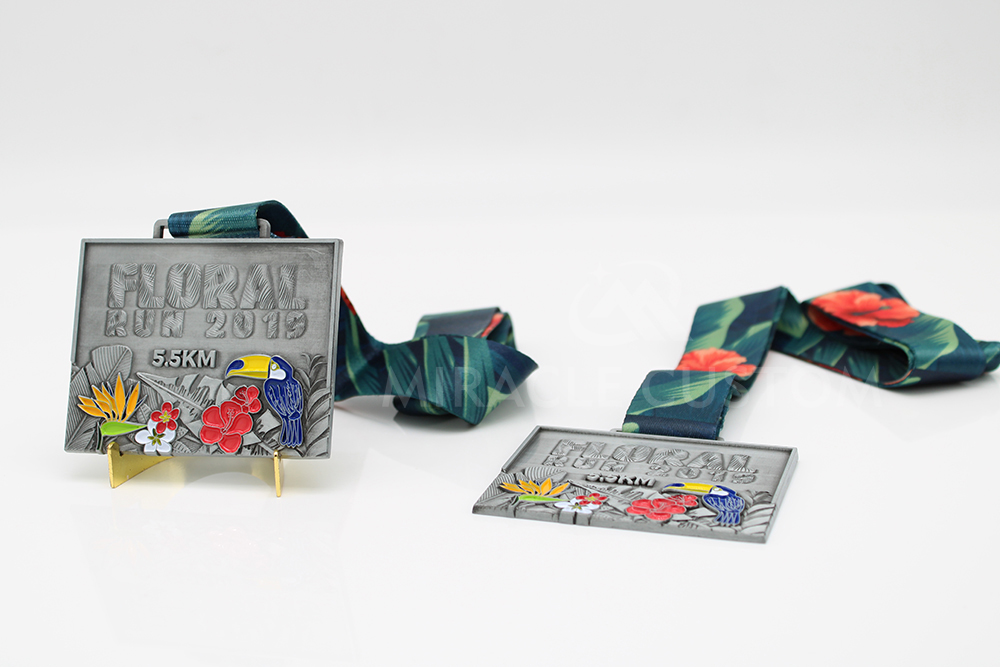 Custom Floral Virtual Run Medals
