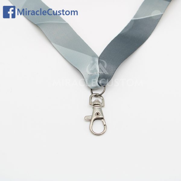 custom sublimation printing ribbons with snap lobster claw clasp hook