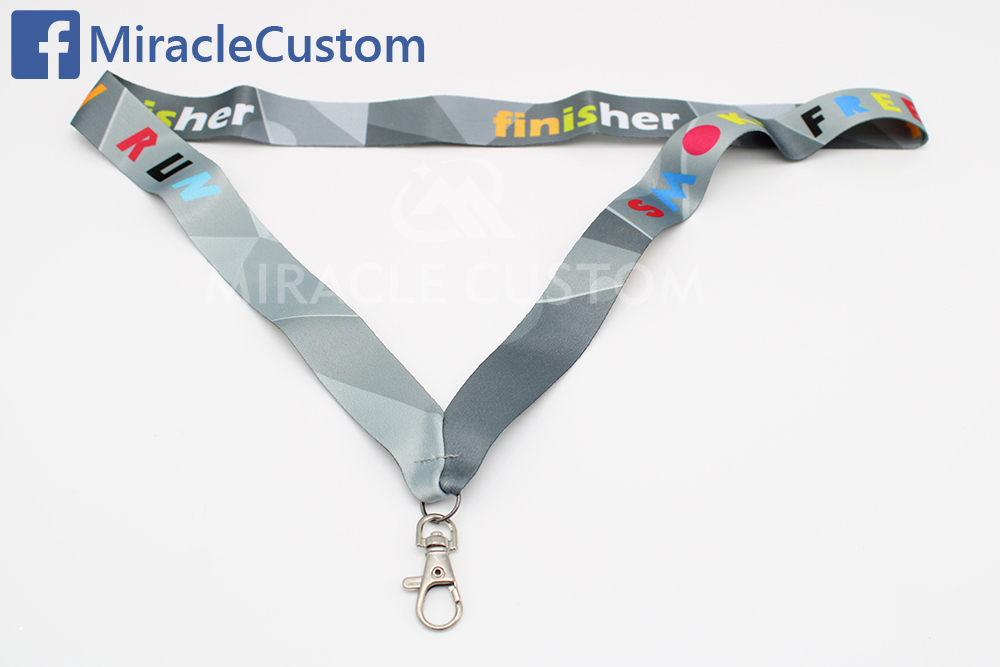  custom sublimation printing ribbons with snap lobster claw clasp hook