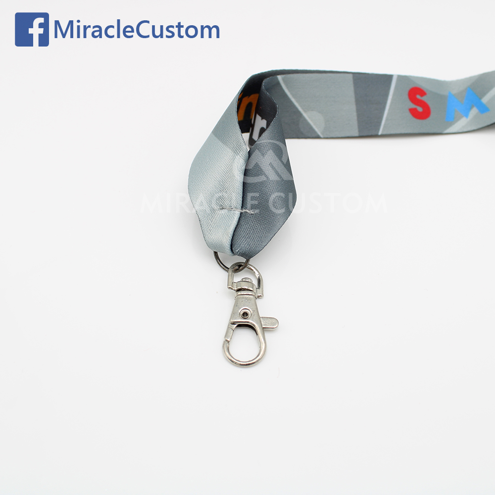  custom sublimation printing ribbons with snap lobster claw clasp hook