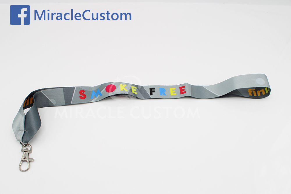  custom sublimation printing ribbons with snap lobster claw clasp hook