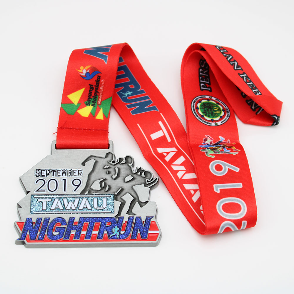 custom night run glitter medals