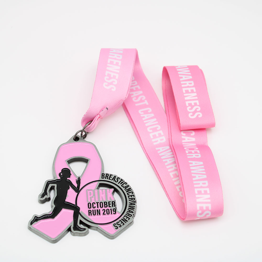 Custom Pink October Run Medals