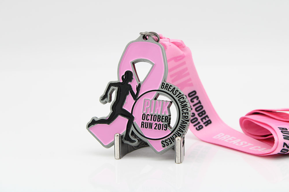Custom Pink October Run Medals