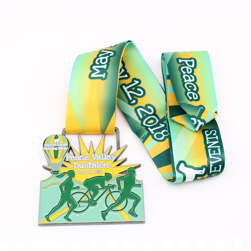 Custom peace valley duathlon medals