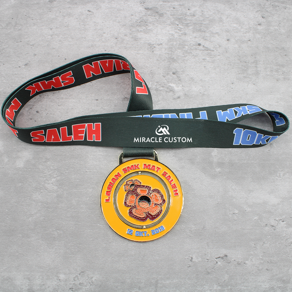 Custom Malaysia Larian SMK Mat Salleh Ranau 10KM Finisher Spin Medals