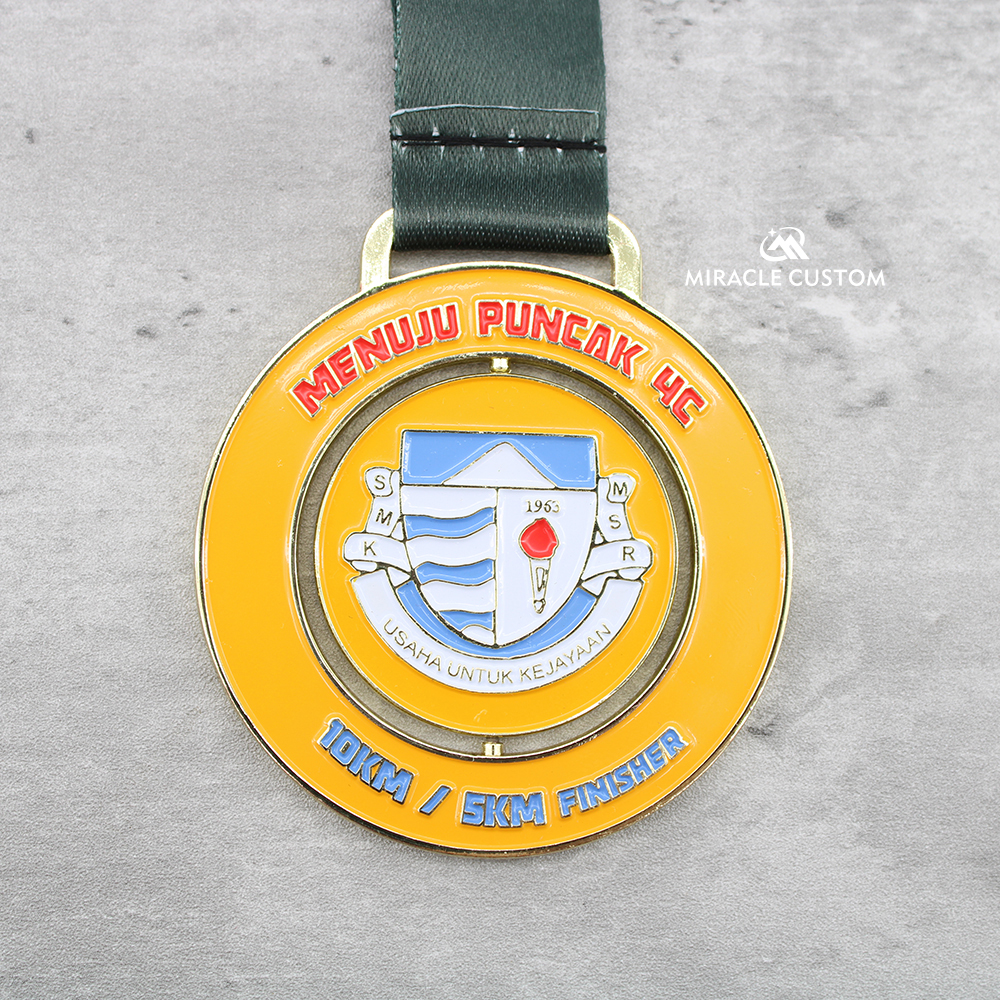 Custom Malaysia Larian SMK Mat Salleh Ranau 10KM Finisher Spin Medals