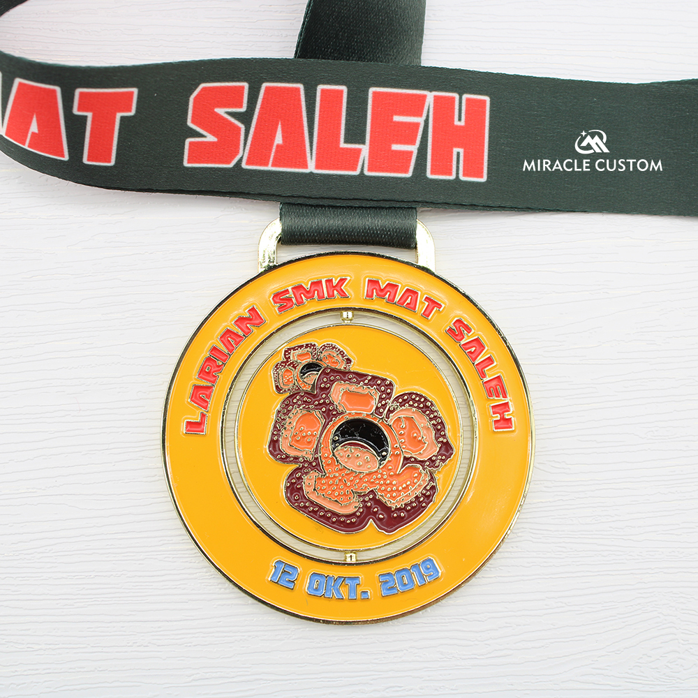 Custom Malaysia Larian SMK Mat Salleh Ranau 10KM Finisher Spin Medals