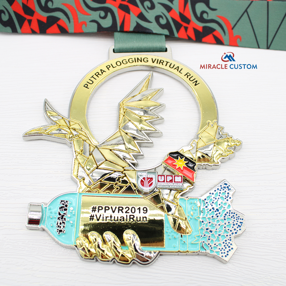 Custom Putra Plogging Virtual Run 2019 Two Tone Plating Medals