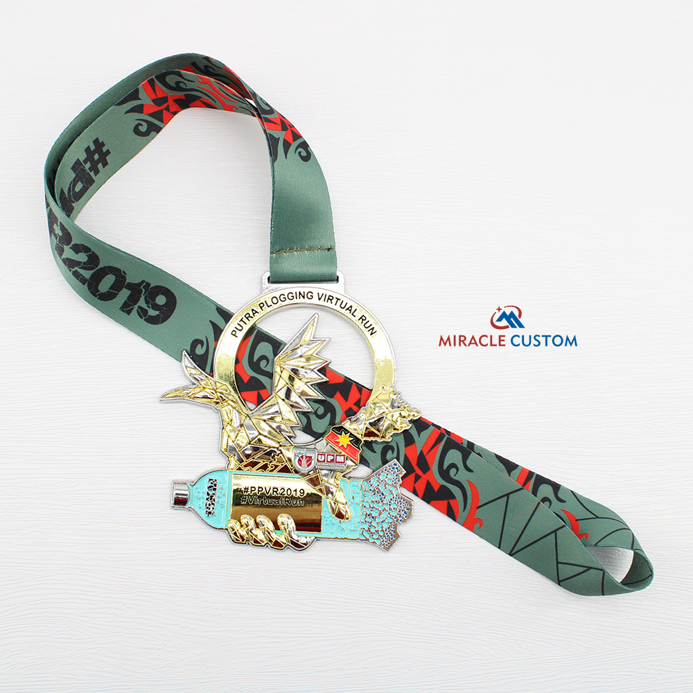 Custom Putra Plogging Virtual Run 2019 Two Tone Plating Medals