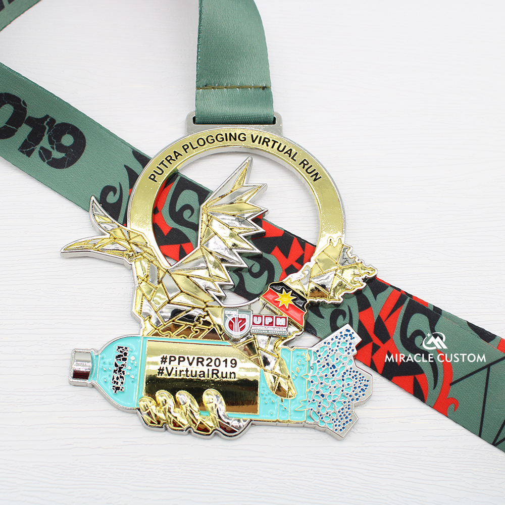 Custom Putra Plogging Virtual Run 2019 Two Tone Plating Medals