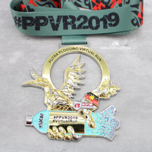 Custom Putra Plogging Virtual Run 2019 Two Tone Plating Medals