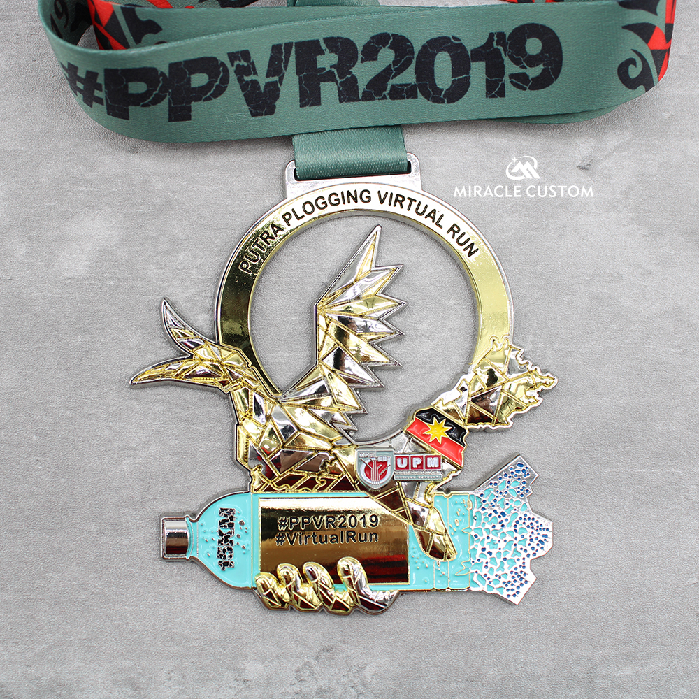 Custom Putra Plogging Virtual Run 2019 Two Tone Plating Medals