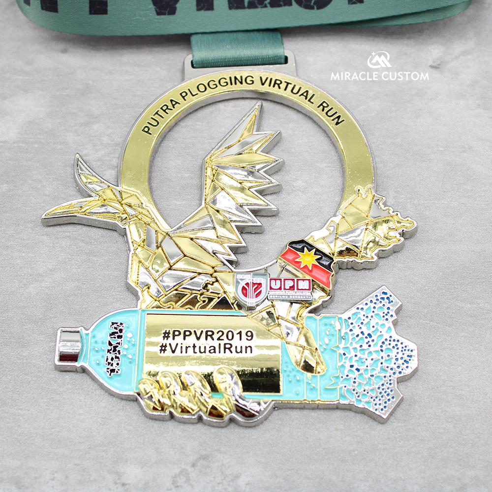 Custom Putra Plogging Virtual Run 2019 Two Tone Plating Medals