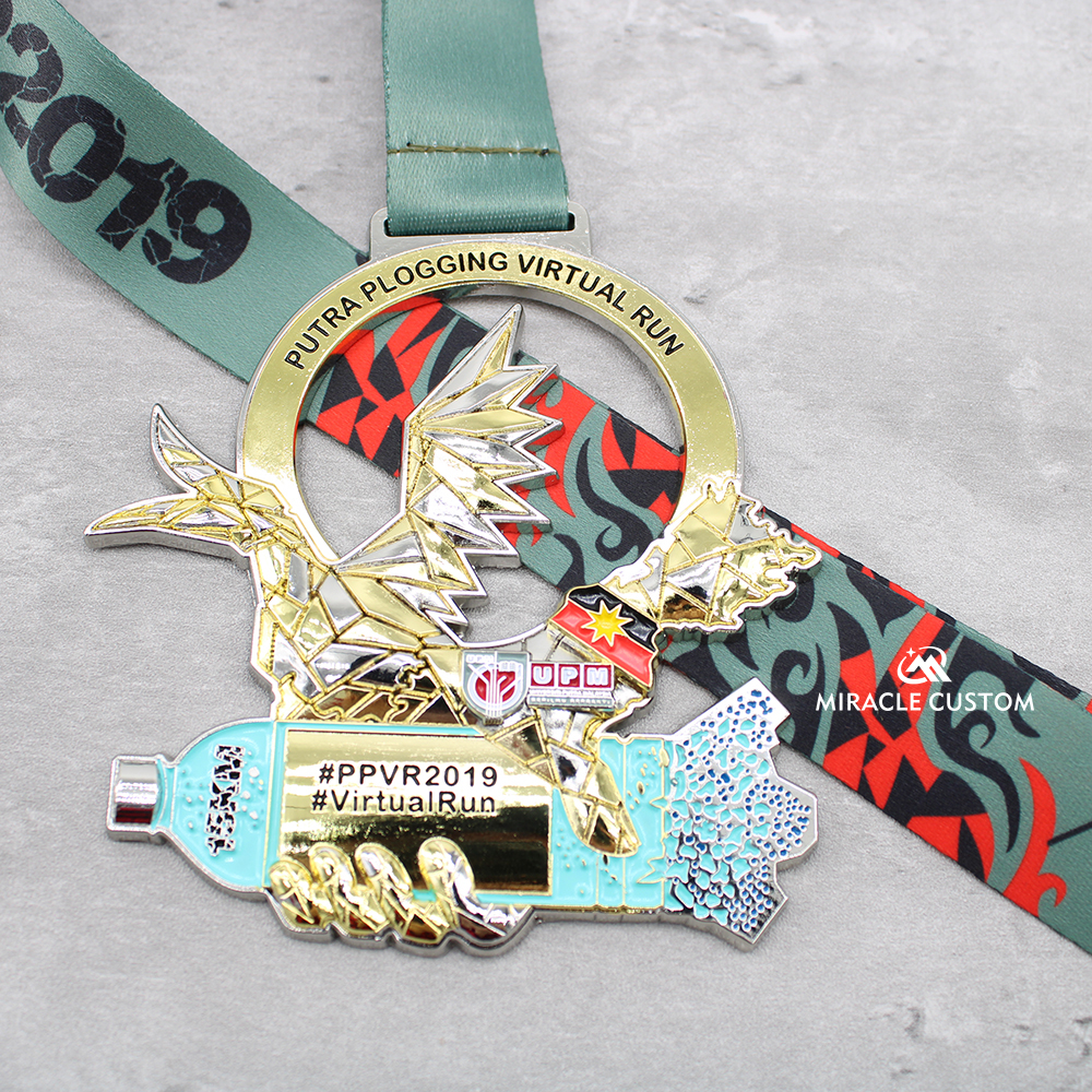 Custom Putra Plogging Virtual Run 2019 Two Tone Plating Medals