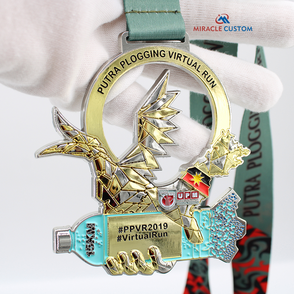 Custom Putra Plogging Virtual Run 2019 Two Tone Plating Medals