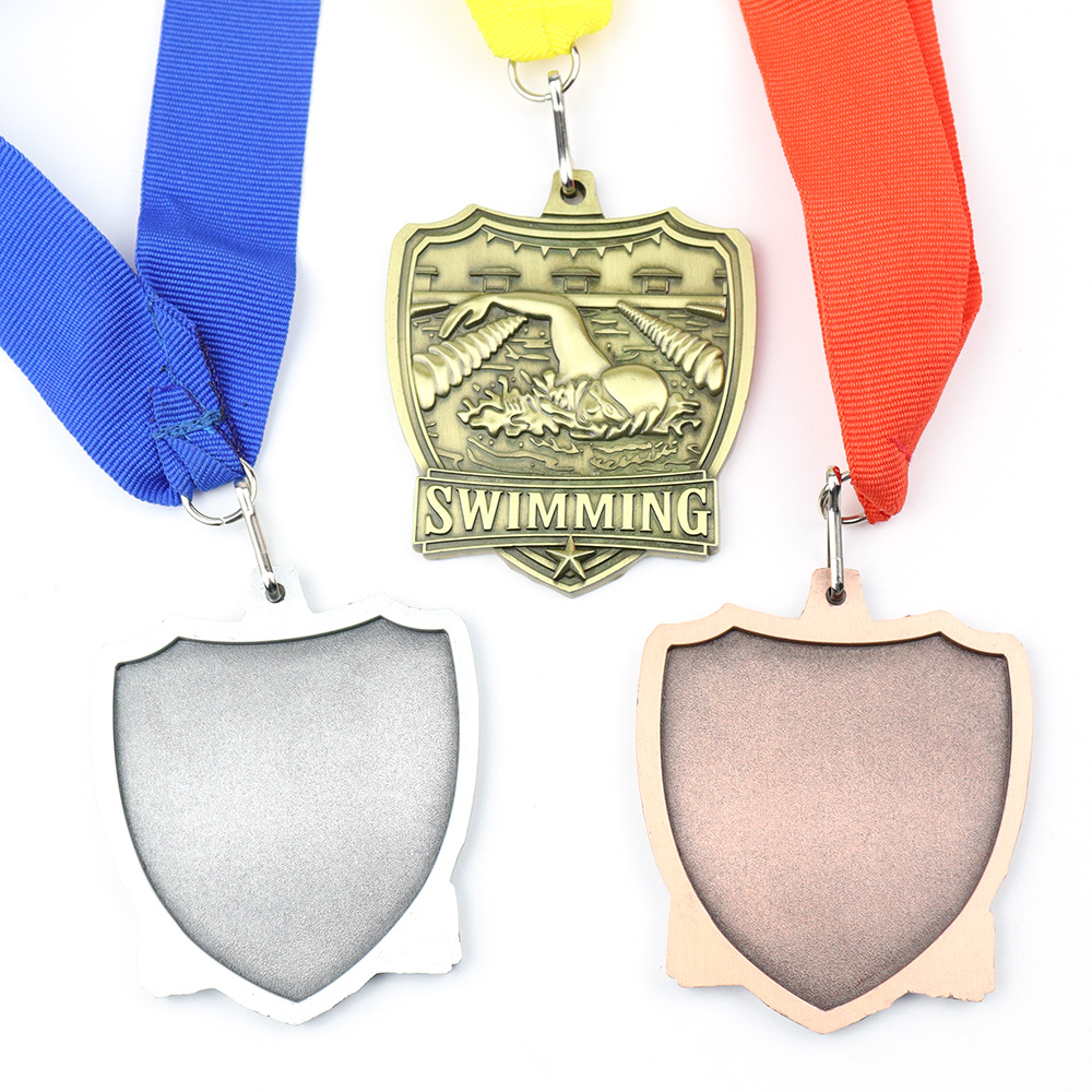 wholessale swimming medals with epoxy resin sticker