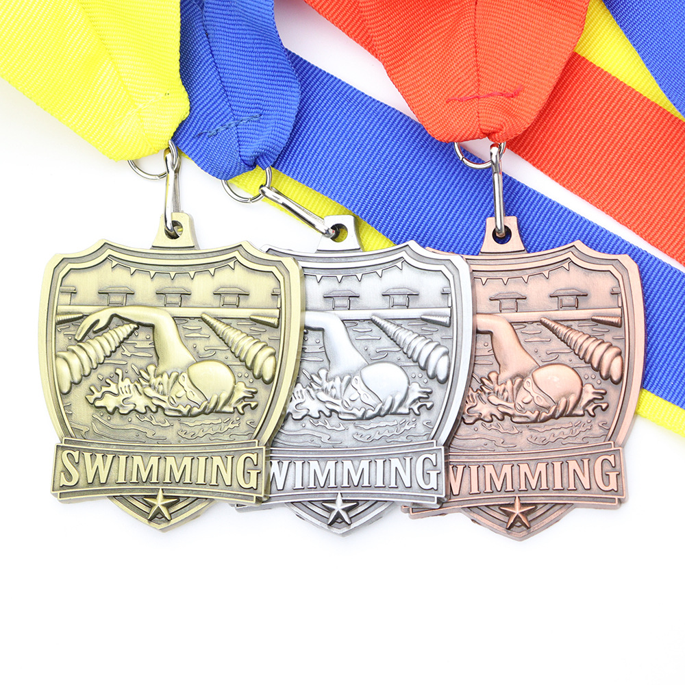 wholessale swimming medals with epoxy resin sticker