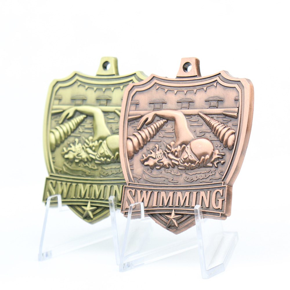 wholessale swimming medals with epoxy resin sticker