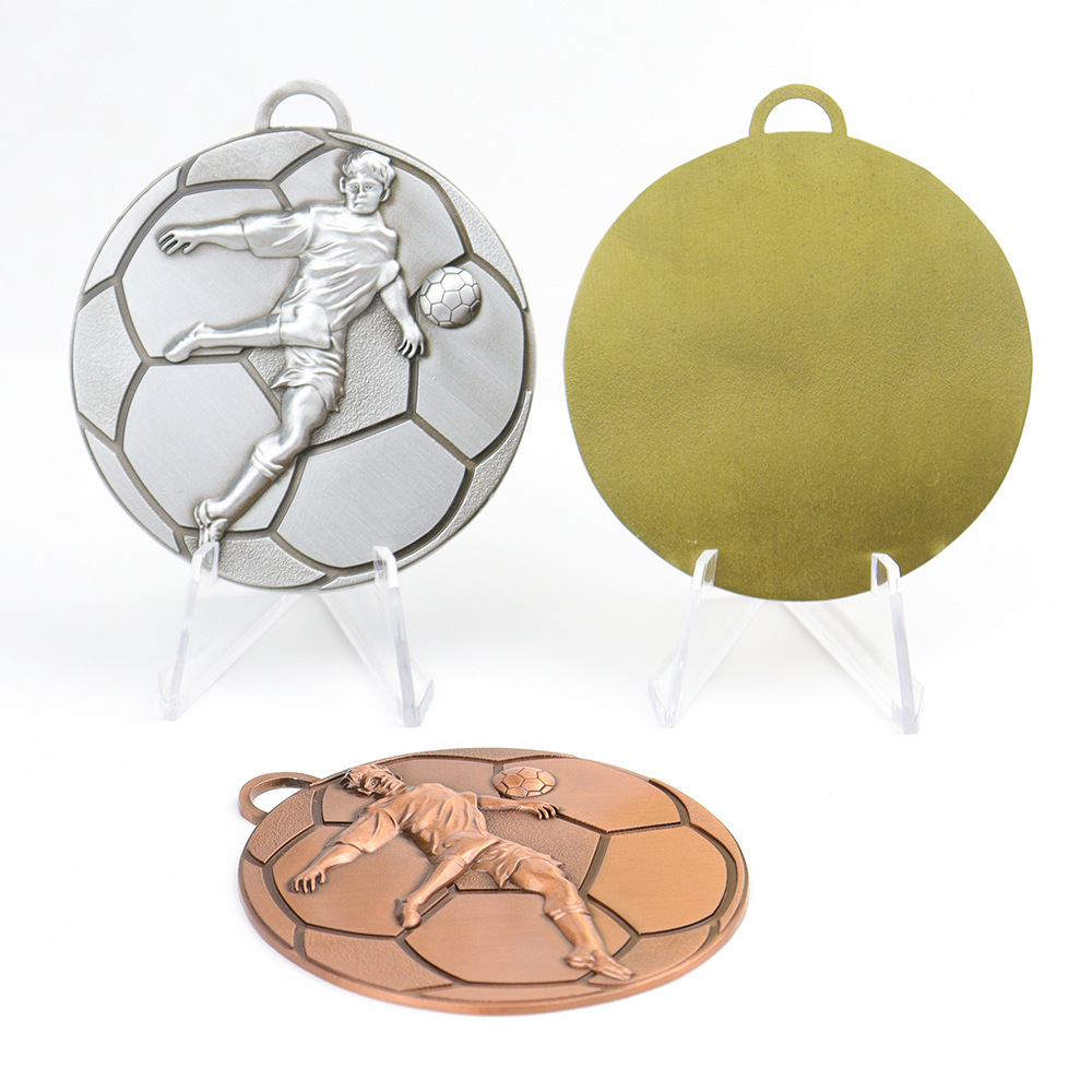 wholessale football medals with epoxy resin sticker logo