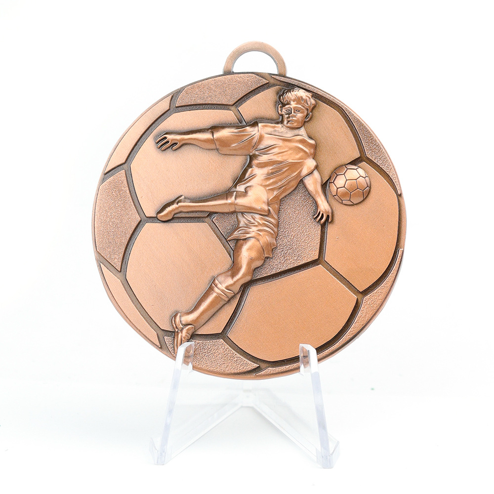 wholessale football medals with epoxy resin sticker logo