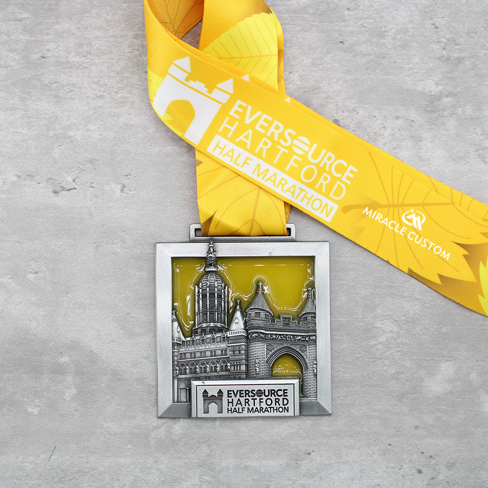 Custom Eversource Hartford half marathon medals