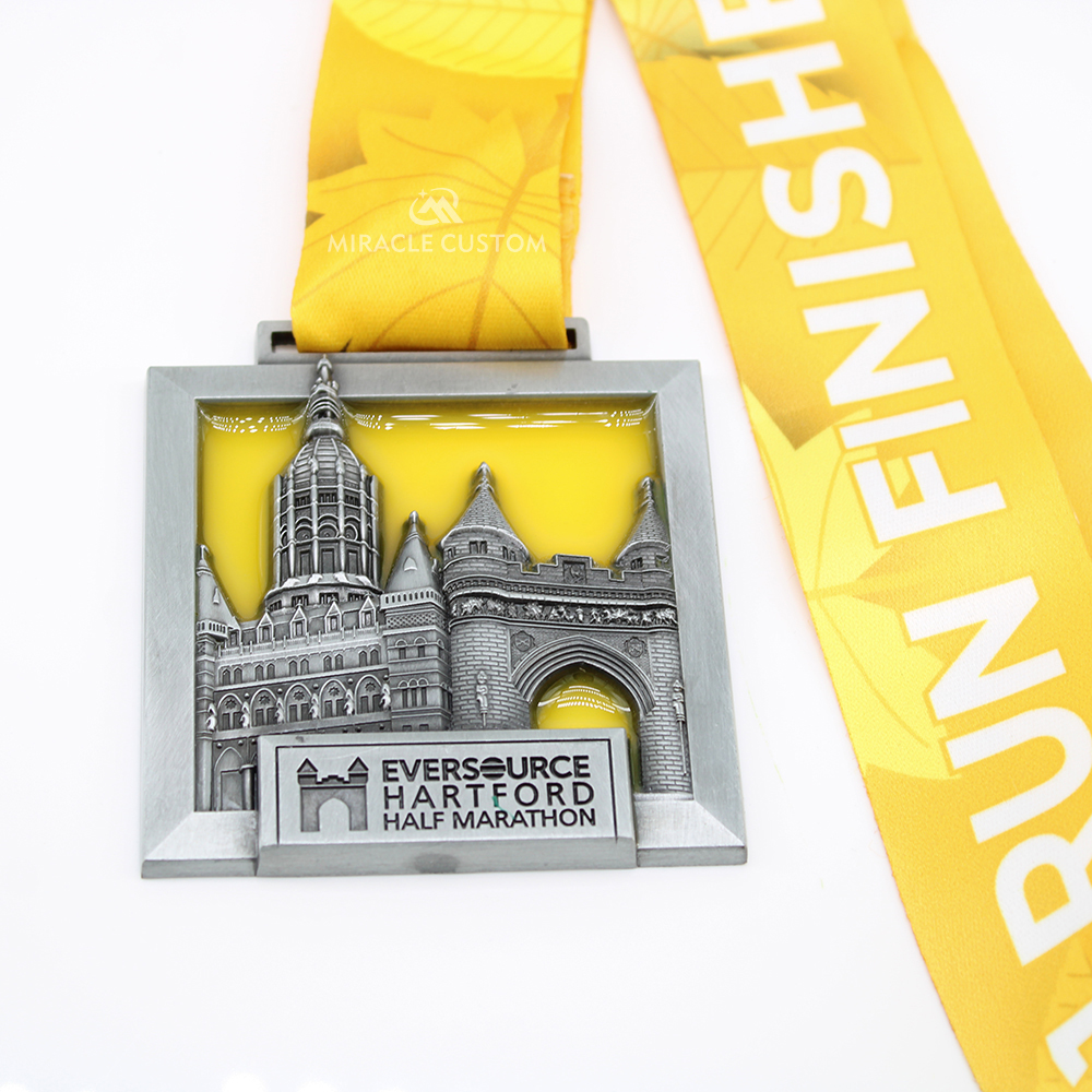 Custom Eversource Hartford half marathon medals