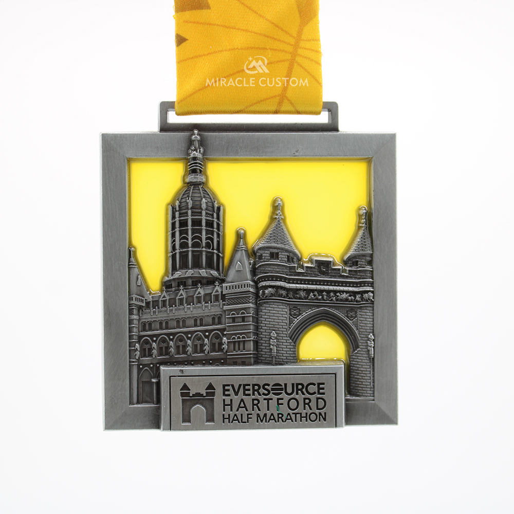 Custom Eversource Hartford half marathon medals