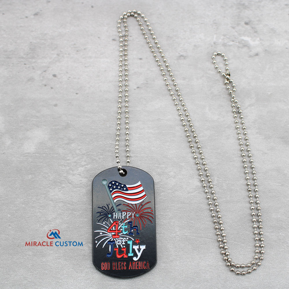 Custom god bless America dog tags with metal ball chain