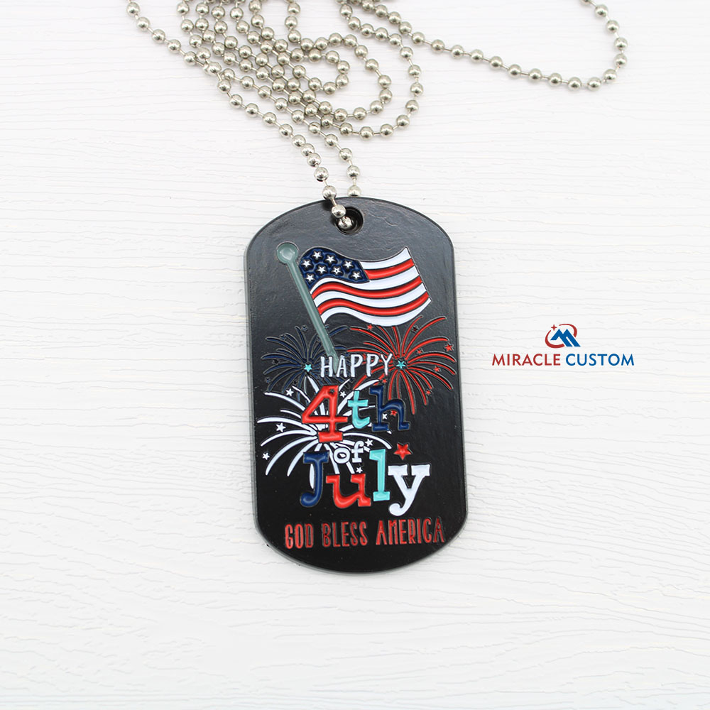 Custom god bless America dog tags with metal ball chain