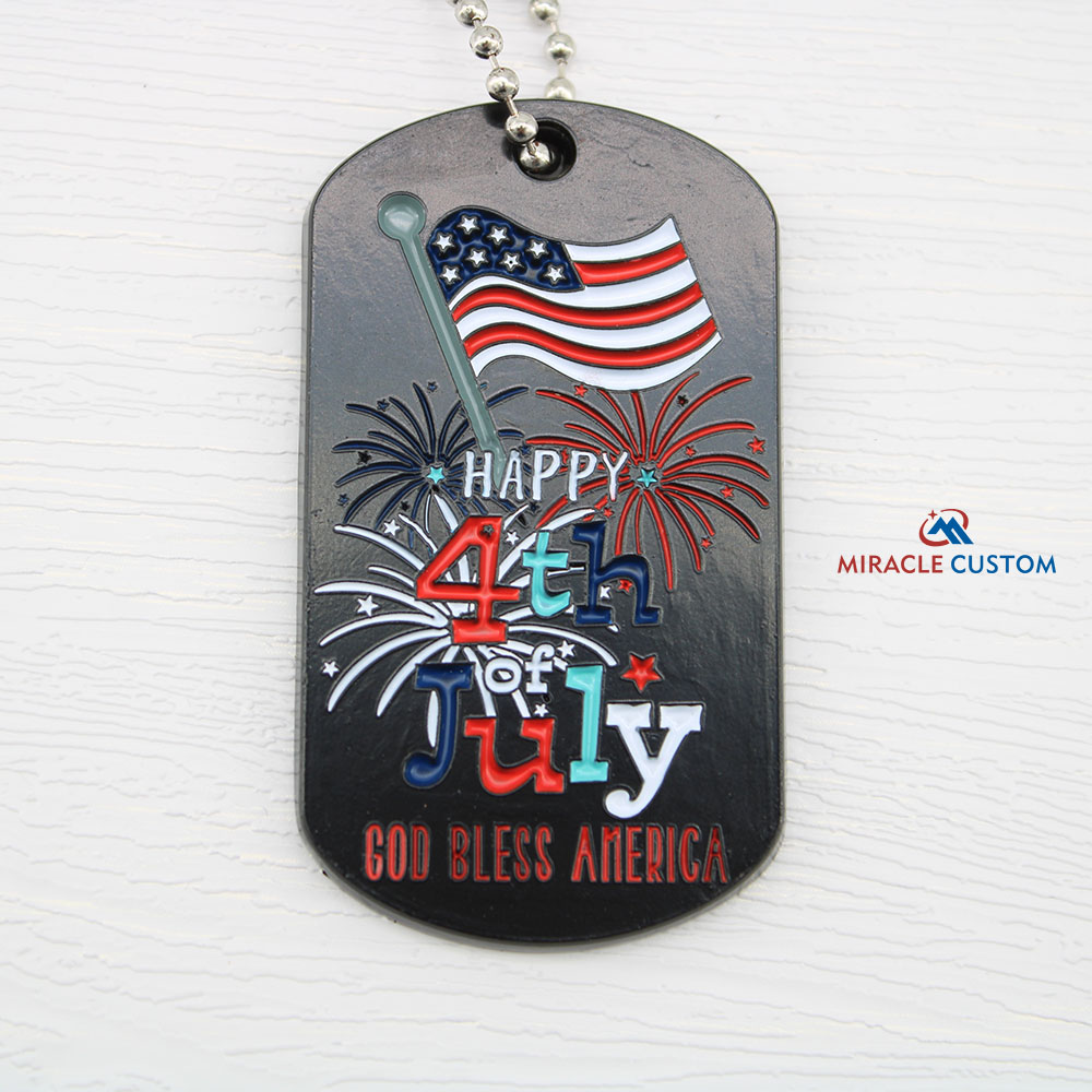 Custom god bless America dog tags with metal ball chain