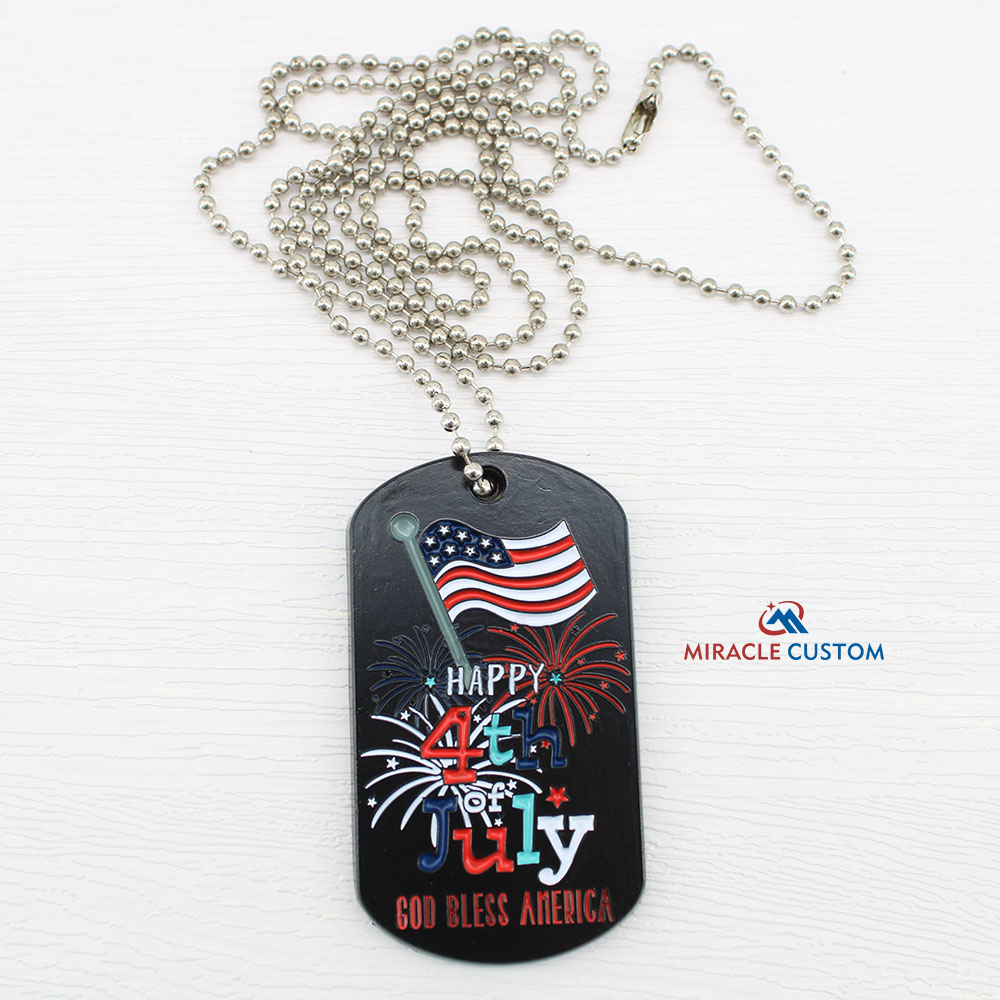 Custom god bless America dog tags with metal ball chain